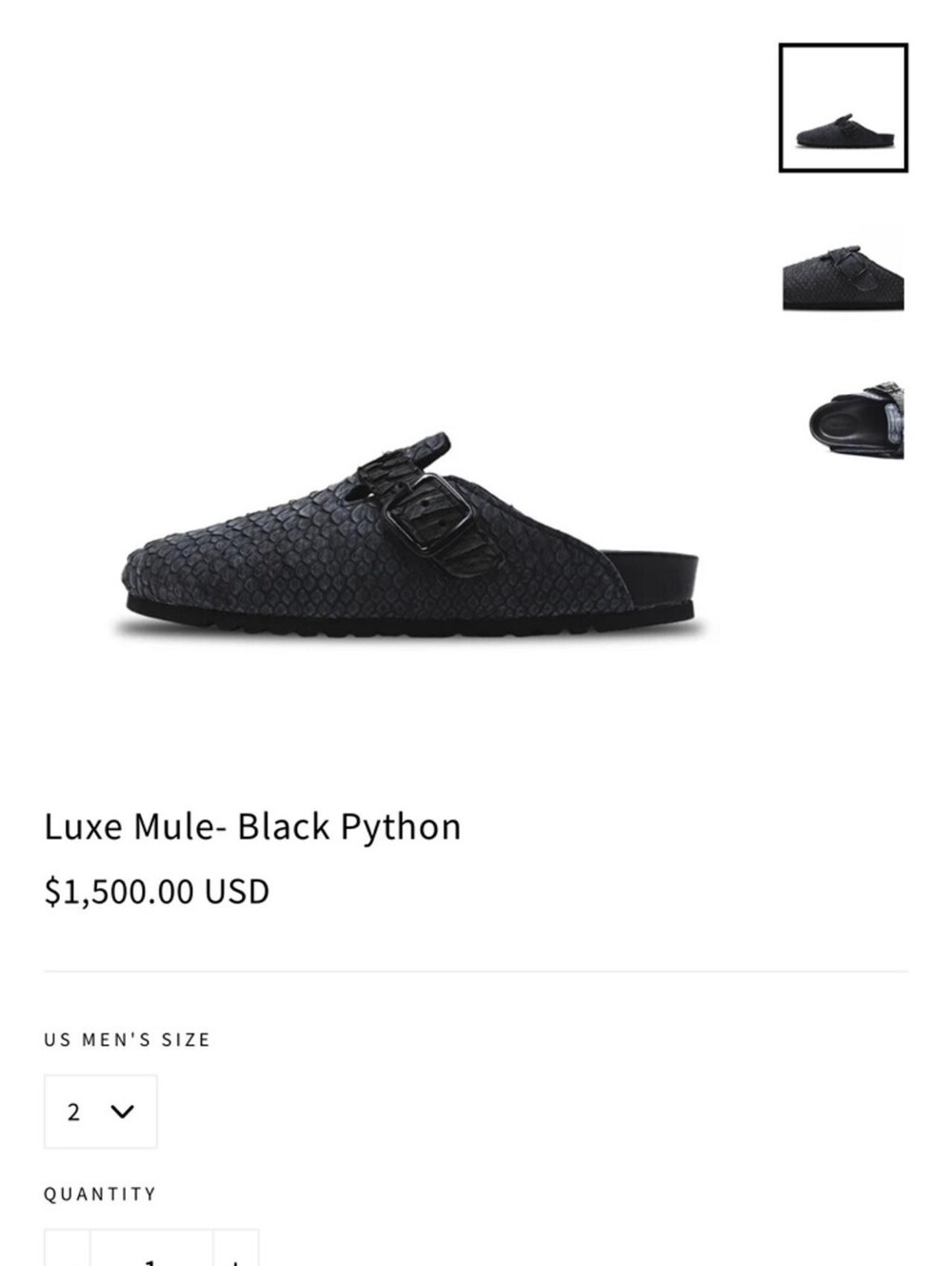 Luxe Mule Slip-On Shoes - Black Python